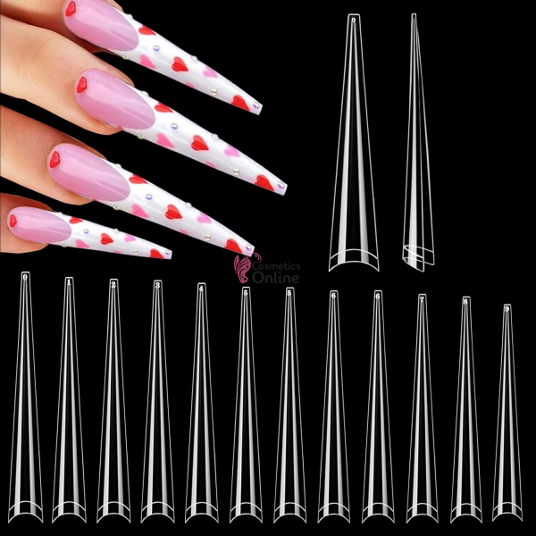 Tipsuri 120 bucati Half Cover Stiletto Extra Long Transparente dizolvabile - TPS105AA